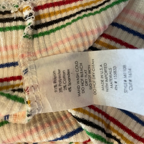 Forever 21 Ribbed White Rainbow Striped Cropped Tank Top Y2K - Picture 4 of 5